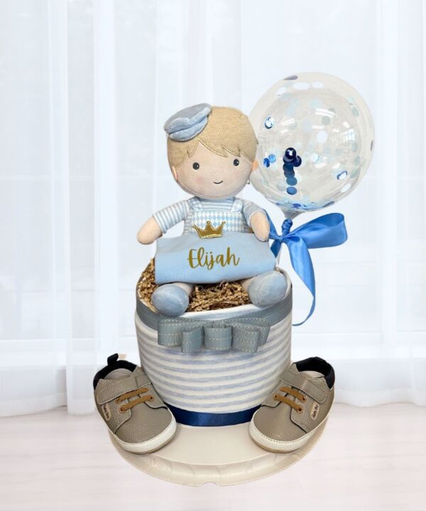 Checkered Baby Boy Diaper Cake