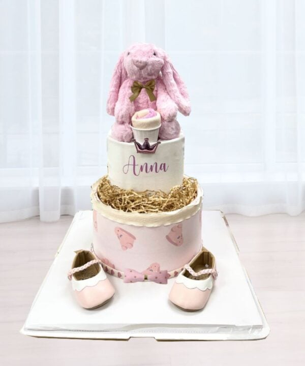 2 Tier Diaper Cake Pink Bunny