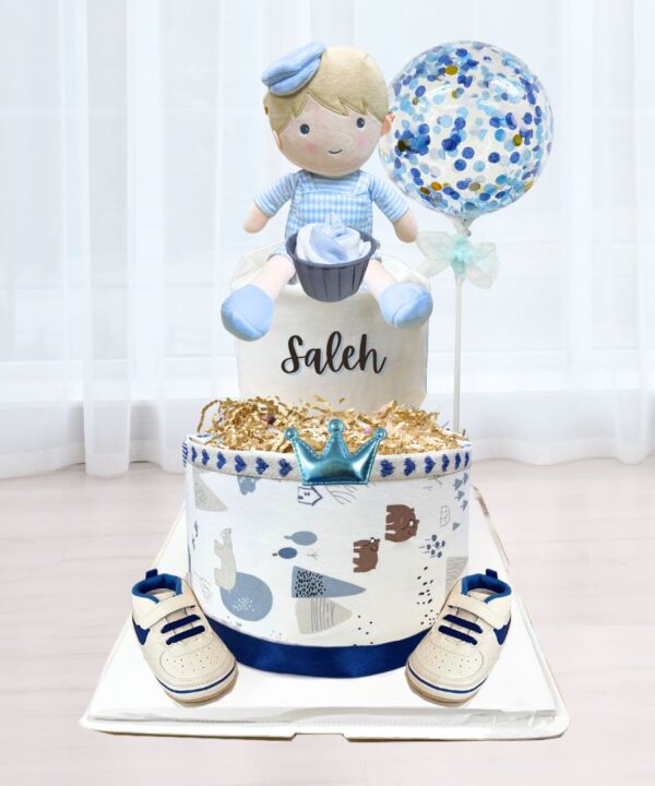 Baby Boy Checkered 2 Tier diaper cake