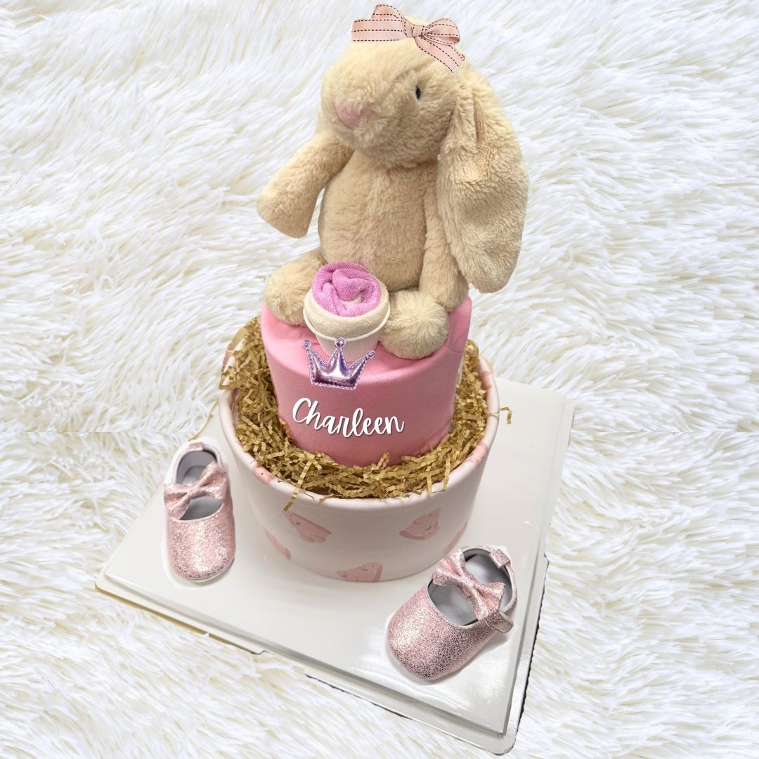 Beige Bunny Diaper Cake Top