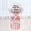 Pink Bunny Hot Air Balloon Hamper Stripe