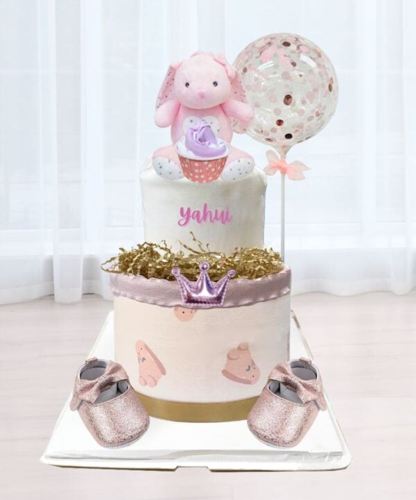 Bunny Hearts 2 Tier Diaper Cake