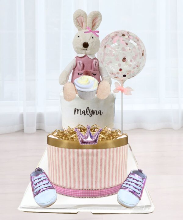 Sleepy Bunny 2 Tier Diaper Cake